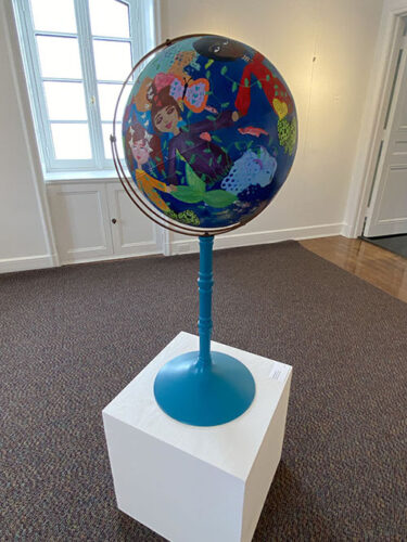 painted whimsical globe art