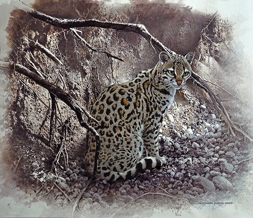 oil painting of an ocelot in the wild
