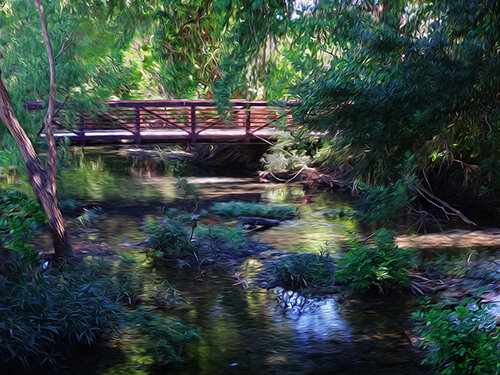digital image of a bridge in a park