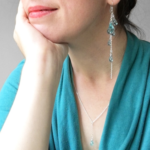 handmade glass earrings and necklace