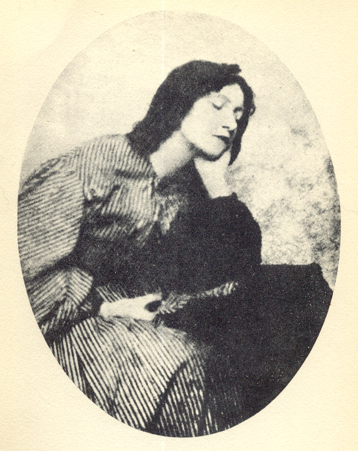 A Victorian photograph of Elizabeth Siddall, one of the Pre-Raphaelite Sisters, sitting.