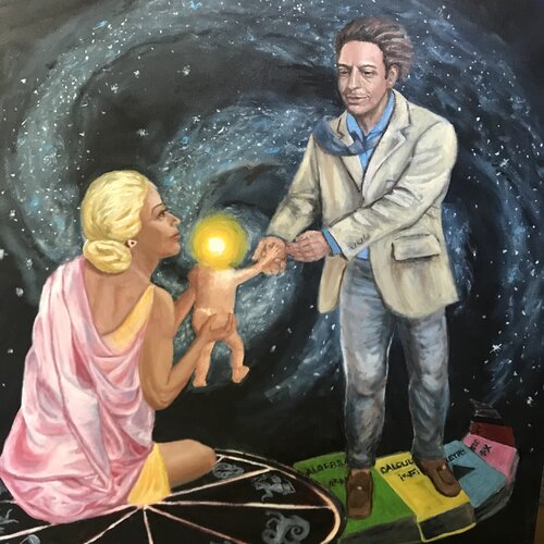 painting of a couple representing Mathematics and Astrology