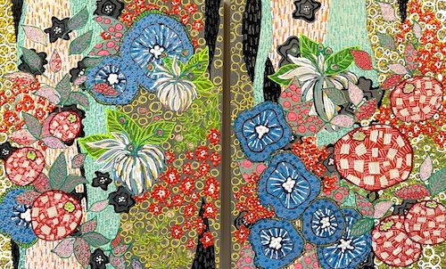 diptych of floral hothouse paintings