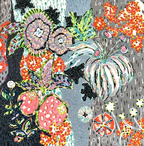 mixed media flower painting