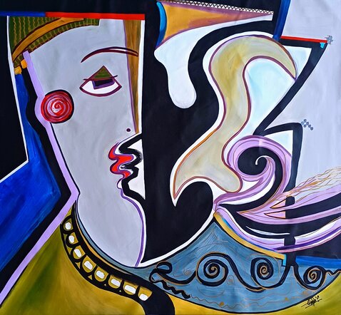 cubist style painting of a man