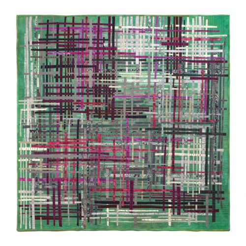 textile collage with a weaving theme