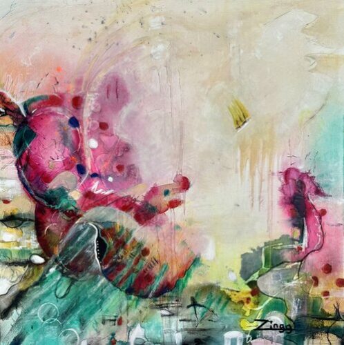 bold and vibrant mixed media abstract art