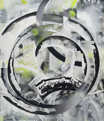 bold and vibrant mixed media abstract painting