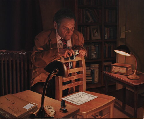 realistic portrait of a man in oil paint