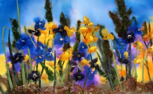 charming mixed media painting wildflowers