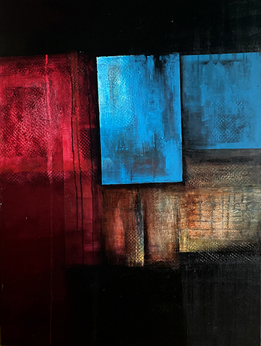 multi colored abstract painting in block design