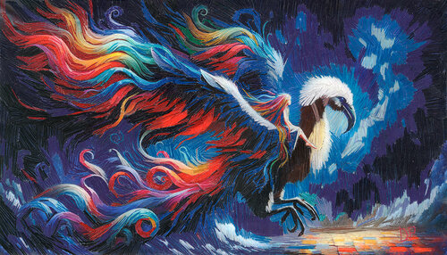 Embroidered fantastical bird