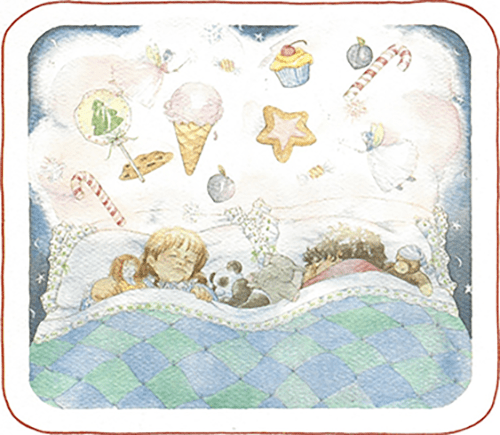 illustration of children dreaming of Christmas