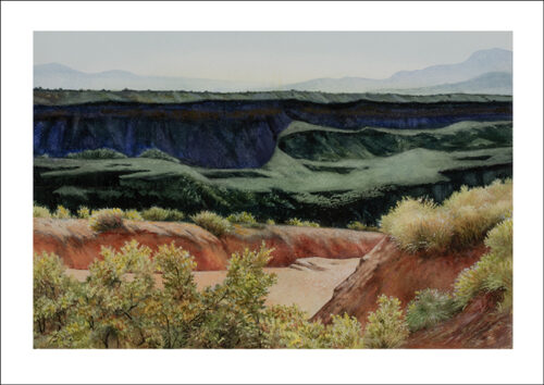 landscape watercolor painting of the Rio Grande