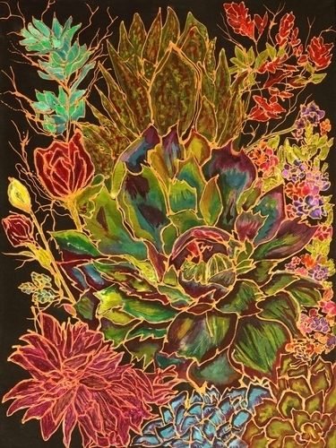 silk painting of desert flowers