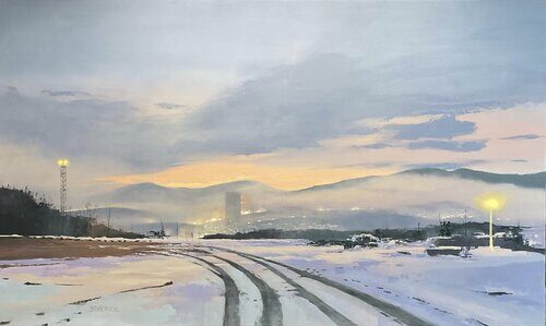acrylic landscape painting of a clearing after a storm
