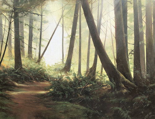 landscape painting of a forest path
