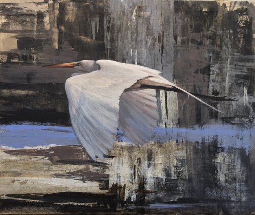 wildlife painting of a bird in flight