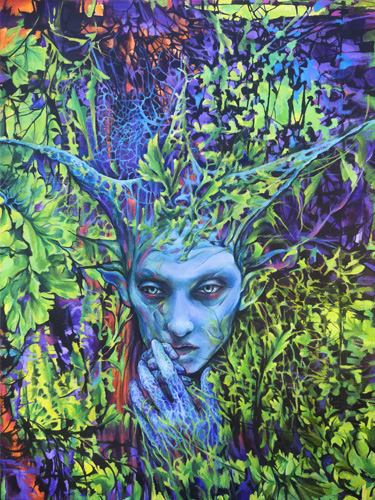 Bold and vibrant painting of a fairy queen