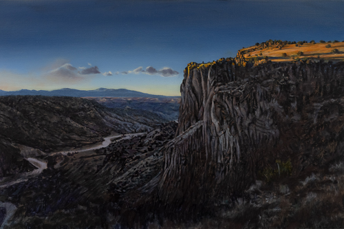 oil painting of a canyon at sunset