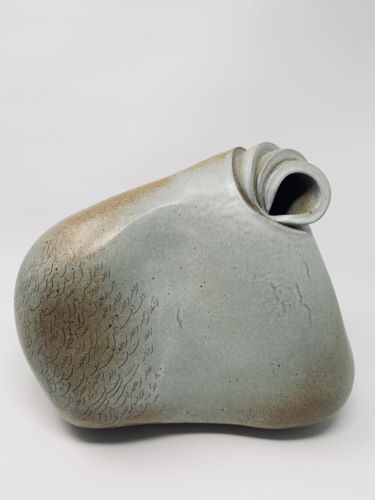 handbuilt assymetrical ceramic vessel