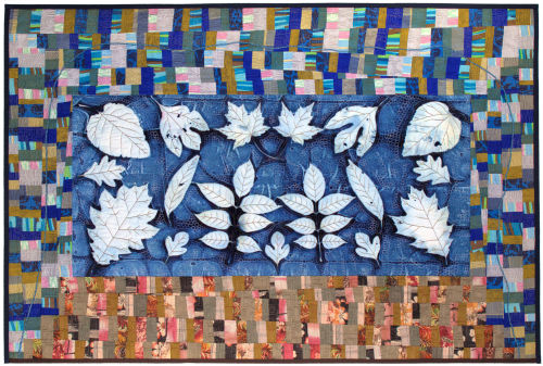 cyanotype and quilted weather theme fiber art
