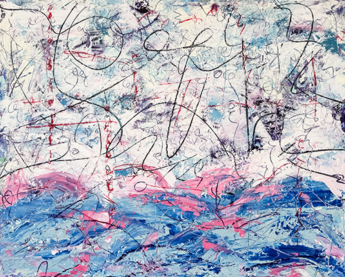 ocean themed abstract painting