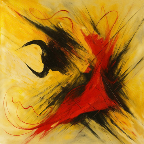 abstract painting representing the drama of a bullfight