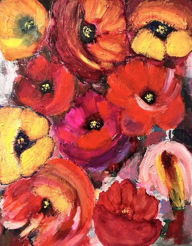 bold abstract floral painting