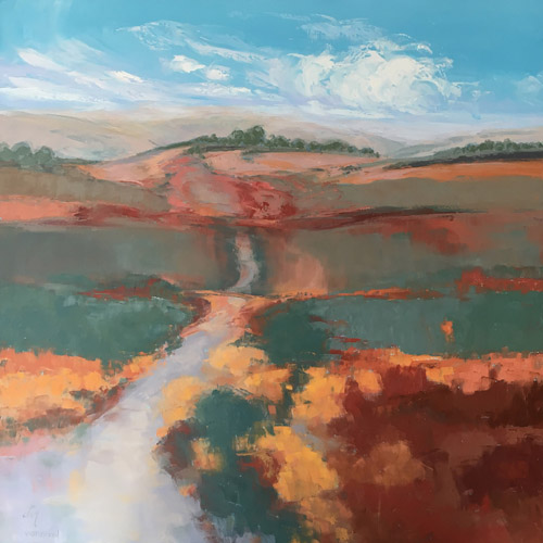 dreamlike semi-abstract landscape with road