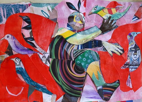 colorful dreamlike collage art