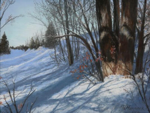 pastel landscape of a winter scene