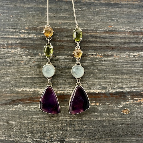 handmade chandelier earrings with different stones