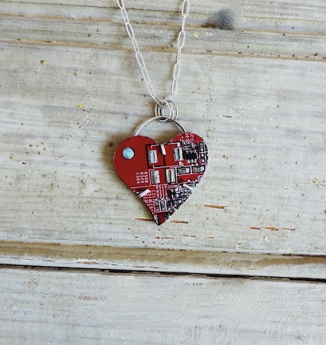 handmade necklace made from circuit board