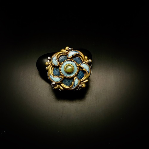 handmade enamel and mineral brooch