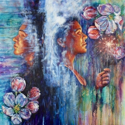 ethereal figurative painting of a woman