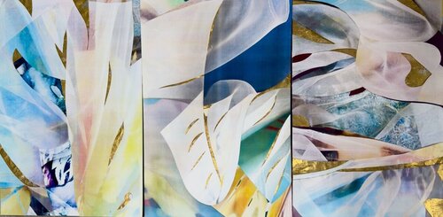 swirling abstract mixed media art