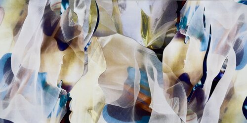 triptych of mixed media artwork abstract 