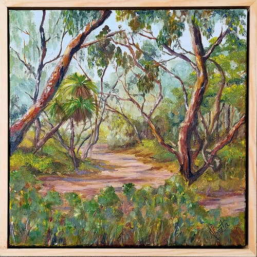 landscape painting of an Australian forest