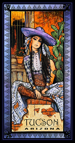 poster of a cowgirl and cactus