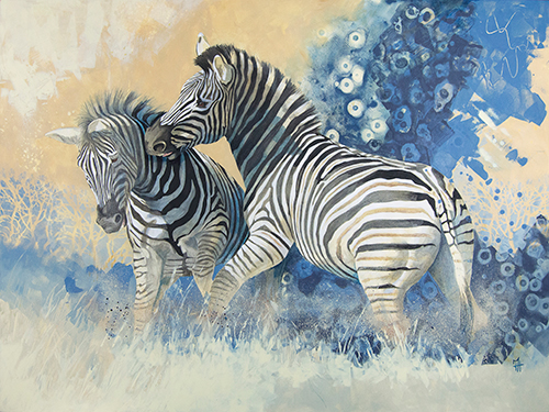 “Striations and Strife” mixed media (charcoal & acrylic) on canvas, 30" x 40"