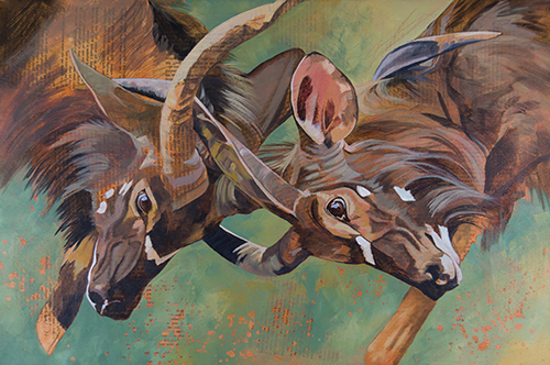 collage painting of african wildlife