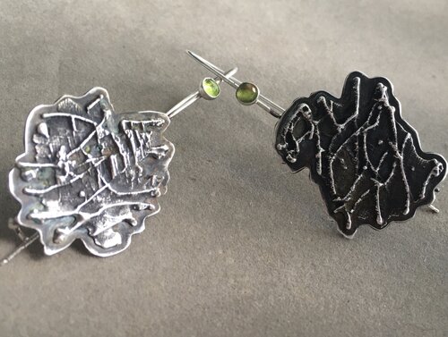 handmade cast silver earrings