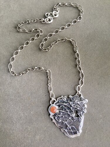 cast silver and sunstone necklace