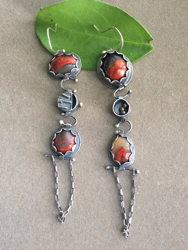 handmade silver and agate earrings