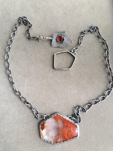 sterling silver and agate handmade necklace