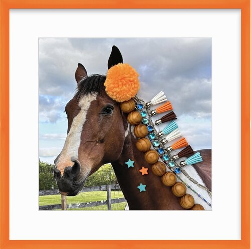 Whimsical embellished photo of a horse