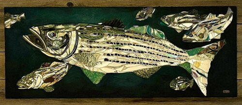 mosaic artwork of a school of fish
