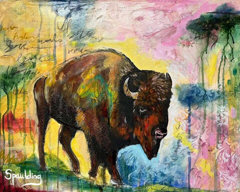 painting of a bison