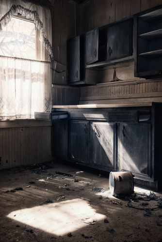 fine art photo still life of an abandoned house interior